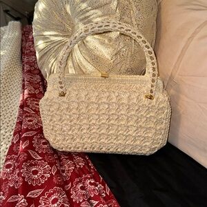 Elegant Cream Woven Handbag